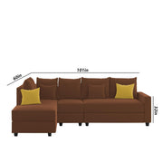 Inclair LHS 6 Seater L Shape Sofa Set for Living Room (Brown Fabric) Premium Fabric Sofa