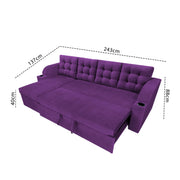 Grance LHS 4 Seater Corner Sofa Cum Bed for Living Room (Black Fabric) Premium Fabric Sofa
