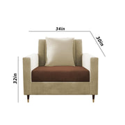 Garcia 1 Seater Sofa Set for Living Room (Cream Brown - Colour) Premium Fabric Sofa Set