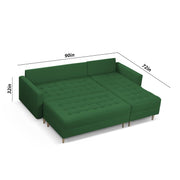 Ashton RHS 4 Seater L Shape Sofa Set with Center Table for Living Room (Green Fabric) Premium Fabric Sofa
