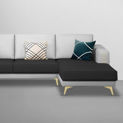 Falco RHS 4 Seater L Shape Sofa Set for Living Room (Black Grey Fabric) Premium Fabric Sofa