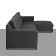 Fracher RHS 4 Seater L Shape Sofa Set for Living Room (Black Fabric) Premium Fabric Sofa