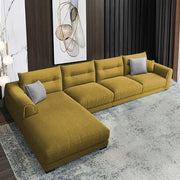 Hazer 6 Seater Sofa Set for Living Room (Yellow Fabric) Left Side Sofa