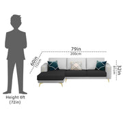 Falco LHS 4 Seater L Shape Sofa Set for Living Room (Black Grey Fabric) Premium Fabric Sofa