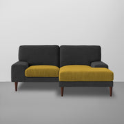 Latieo RHS 2 Seater Lounger L Shape Sofa Set for Living Room (Black Yellow) Premium Fabric Sofa