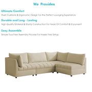 Lenser L Shaped Sofa Set for Living Room (Cream Fabric) Premium Fabric Sofa Set