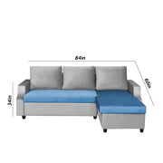 Asper RHS 4 Seater L Shape Sofa Set for Living Room (Turquise Grey Fabric) Premium Fabric Sofa
