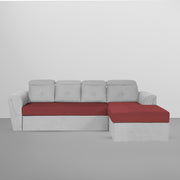 Elvi RHS 6 Seater L Shape Sofa Set for Living Room (Maroon Grey Fabric) Premium Fabric Sofa
