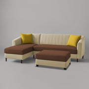 Neyami LHS 4 Seater with Ottoman L Shape Sofa Set for Living Room (Cream Brown) Premium Fabric Sofa Set