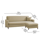 Valkyrie 4 Seater L Shape Convertible Sofa Set for Living Room, 3 Seater & Ottoman Modular Sectional Couch for Small Space (Cream Colour) Fabric