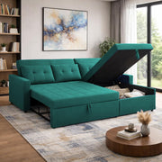 Casaliving Treshta 4 Seater LHS L - Shape Pull-Out Sofa Cum Bed with Storage Sofa for Living Room (Brown Fabric Color) Premium Fabric Sofa Set for Living Room Sofa Cum Bed