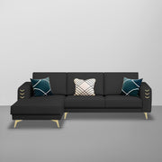 Falco LHS 4 Seater L Shape Sofa Set for Living Room (Black Fabric) Premium Fabric Sofa