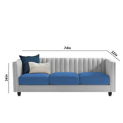 Martine 3 Seater Sofa Set for Living Room (Blue Grey Fabric) | Premium Fabric Sofa