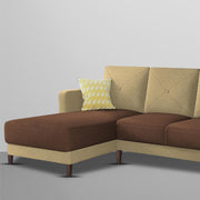 Swaloni LHS 6 Seater L Shape Sofa Set for Living Room (Cream Brown) Premium Fabric Sofa