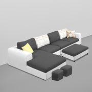 Badger RHS 8 Seater L Shape Sofa Set with Center Table for Living Room (Grey Fabric) Premium Fabric Sofa