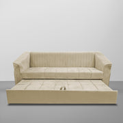 Casaliving Doraldo 3 Seater Sofa Cum Bed for Living Room (Cream Fabric) Premium Fabric Sofa