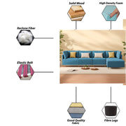 Salina LHS 6 Seater L Shape Sofa Set for Living Room (Black) Premium Fabric Sofa