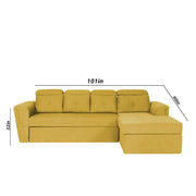 Elvi RHS 6 Seater L Shape Sofa Set for Living Room (Yellow Fabric) Premium Fabric Sofa