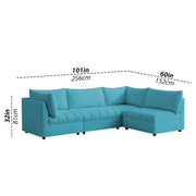 Lenser L Shaped Sofa Set for Living Room (Turquise Fabric) Premium Fabric Sofa Set