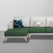 Falco LHS 6 Seater L Shape Sofa Set for Living Room (Green Grey Fabric) Premium Fabric Sofa
