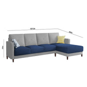 Swaloni RHS 6 Seater L Shape Sofa Set for Living Room (Blue Grey) Premium Fabric Sofa