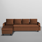 Asper LHS 6 Seater L Shape Sofa Set for Living Room (Brown Fabric) Premium Fabric Sofa