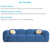 Casaliving Vetras Modern Velvet Bubble Cloud Sofa, Tufted Design Upholstered 3 Seater Sofa Set for Living Room,(Blue Colour) Premium Velvet Fabric Sofa