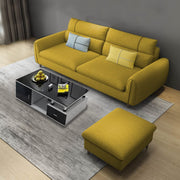 Francis 3 Seater Sofa with Ottoman Set for Living Room (Yellow Fabric)