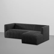 Rowan RHS 4 Seater L Shape Sofa Set for Living Room (Black Fabric) Premium Fabric Sofa