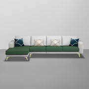 Falco LHS 6 Seater L Shape Sofa Set for Living Room (Green Grey Fabric) Premium Fabric Sofa