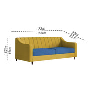 Mobius 3 Seater Sofa Set for Living Room (Blue Yellow Colour Sofa) Premium Fabric Sofa for Living Room