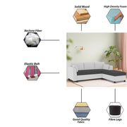 Blustin RHS 4 Seater L Shape Sofa Set for Living Room (Black Grey Fabric) Premium Fabric Sofa