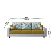 Rolando 3 Seater Sofa Set for Living Room (Yellow Grey Colour) Premium Fabric Sofa Set