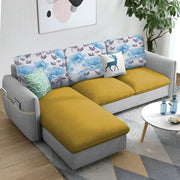 Andon 4 Seater L Shape Sofa Set for Living Room (Yellow Grey) Left Side Sofa