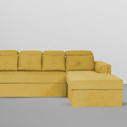 Elvi RHS 6 Seater L Shape Sofa Set for Living Room (Yellow Fabric) Premium Fabric Sofa