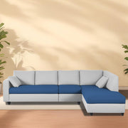 Dorian RHS 6 Seater L Shape Sofa Set for Living Room (Blue Grey Fabric) Premium Fabric Sofa
