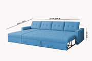 Casaliving Treshta 6 Seater LHS L - Shape Pull-Out Sofa Cum Bed Sofa for Living Room (Dark Grey Fabric Color) Premium Fabric Sofa Set for Living Room Sofa Cum Bed