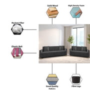 Garcia 3+2 Seater Sofa Set for Living Room (Black - Grey)