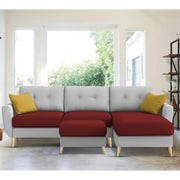 Lizel RHS 4 Seater L Shape Sofa Set with Center Table for Living Room (Maroon Grey Fabric) Premium Velvet Fabric Sofa