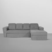 Elvi RHS 6 Seater L Shape Sofa Set for Living Room (Dark Grey Fabric) Premium Fabric Sofa