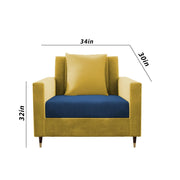 Garcia 1 Seater Sofa Set for Living Room (Blue Yellow - Colour) Premium Fabric Sofa Set