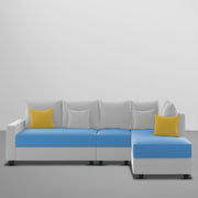 Inclair RHS 6 Seater L Shape Sofa Set for Living Room (Turquise Grey Fabric) Premium Fabric Sofa