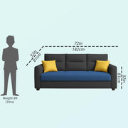 Evona 3 Seater Sofa Set for Living Room (Blue Black Colour Fabric) Premium Fabric Sofa