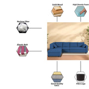 Dorian LHS 6 Seater L Shape Sofa Set for Living Room (Blue Fabric) Premium Fabric Sofa