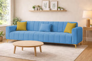 Velour Modern Velvet Sofa, Tufted Design Upholstered 3 Seater Sofa Set for Living Room, (Black Colour) Premium Velvet Fabric Sofa