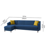 Neyami LHS 6 Seater L Shape Sofa Set for Living Room (Blue) Premium Fabric Sofa Set