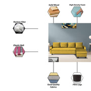 Asper RHS 6 Seater L Shape Sofa Set for Living Room (Yellow Fabric) Premium Fabric Sofa