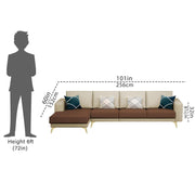 Falco LHS 6 Seater L Shape Sofa Set for Living Room (Cream Brown Fabric) Premium Fabric Sofa