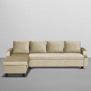 Asper LHS 6 Seater L Shape Sofa Set for Living Room (Cream Fabric) Premium Fabric Sofa