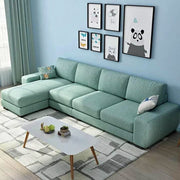 Hudson 5 Seater L Shape Sofa Set for Living Room (Light Grey Fabric) Left Side